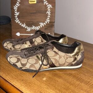 Coach Brown and Gold Sneakers